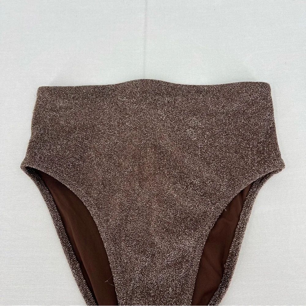 NWT skims chocolate brown metallic shimmer highwaisted bikini bottoms XXS beach